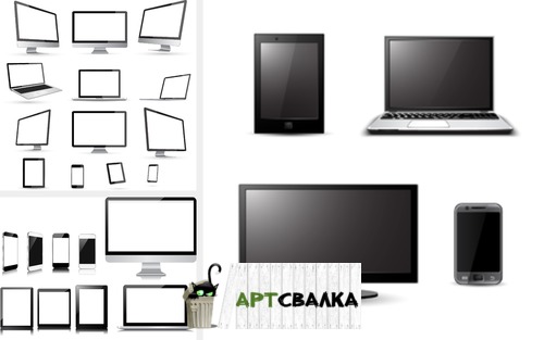 Изображение мониторов, ПК и телфонов в векторе | Image monitors, PC and telfon in the vector